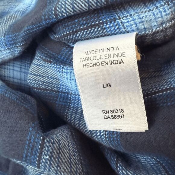 Lucky Brand Men's Plaid Collared Long Sleeve Flannel Button Up Shirt Blue Large - Picture 4 of 8